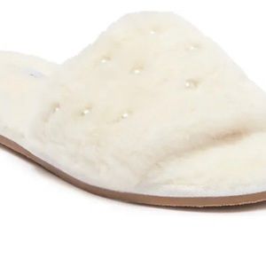 NWT Ivory Pearl Bride Wedding Day Slippers Houseshoes Slides Large 9/10